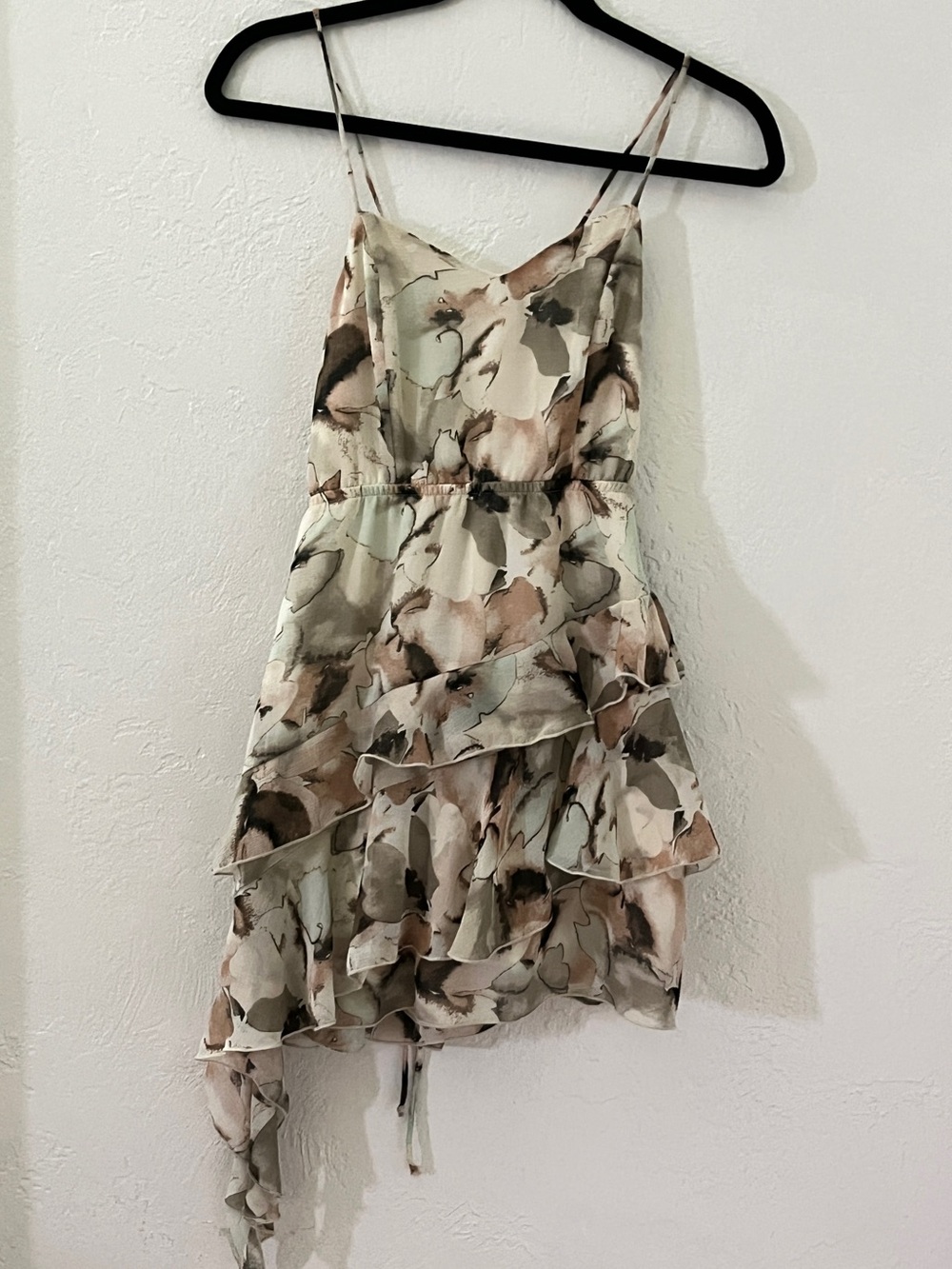 Floral Chiffon ruffle dress earth tones XS co5